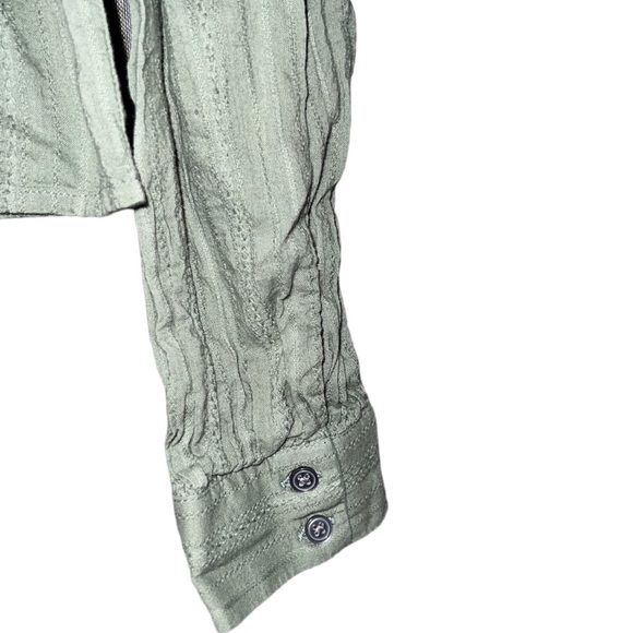 Ann Taylor LOFT Green Peasant Shirt Ruffle High Neck Long Sleeve Size Me… - Picture 4 of 6